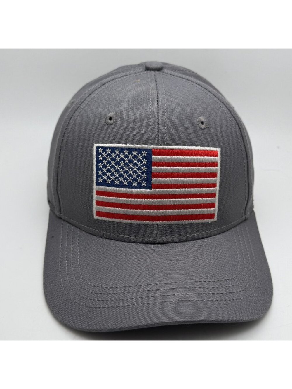 American Flag Embroidered Baseball Cap Men's Gray Adjustable Hat USA Patriotic